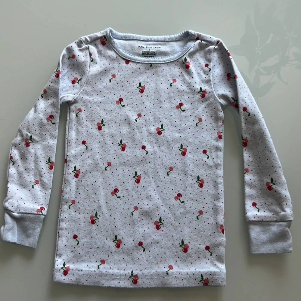 Janie and Jack Cherry Print Pajamas Sz 4 - Picture 4 of 10